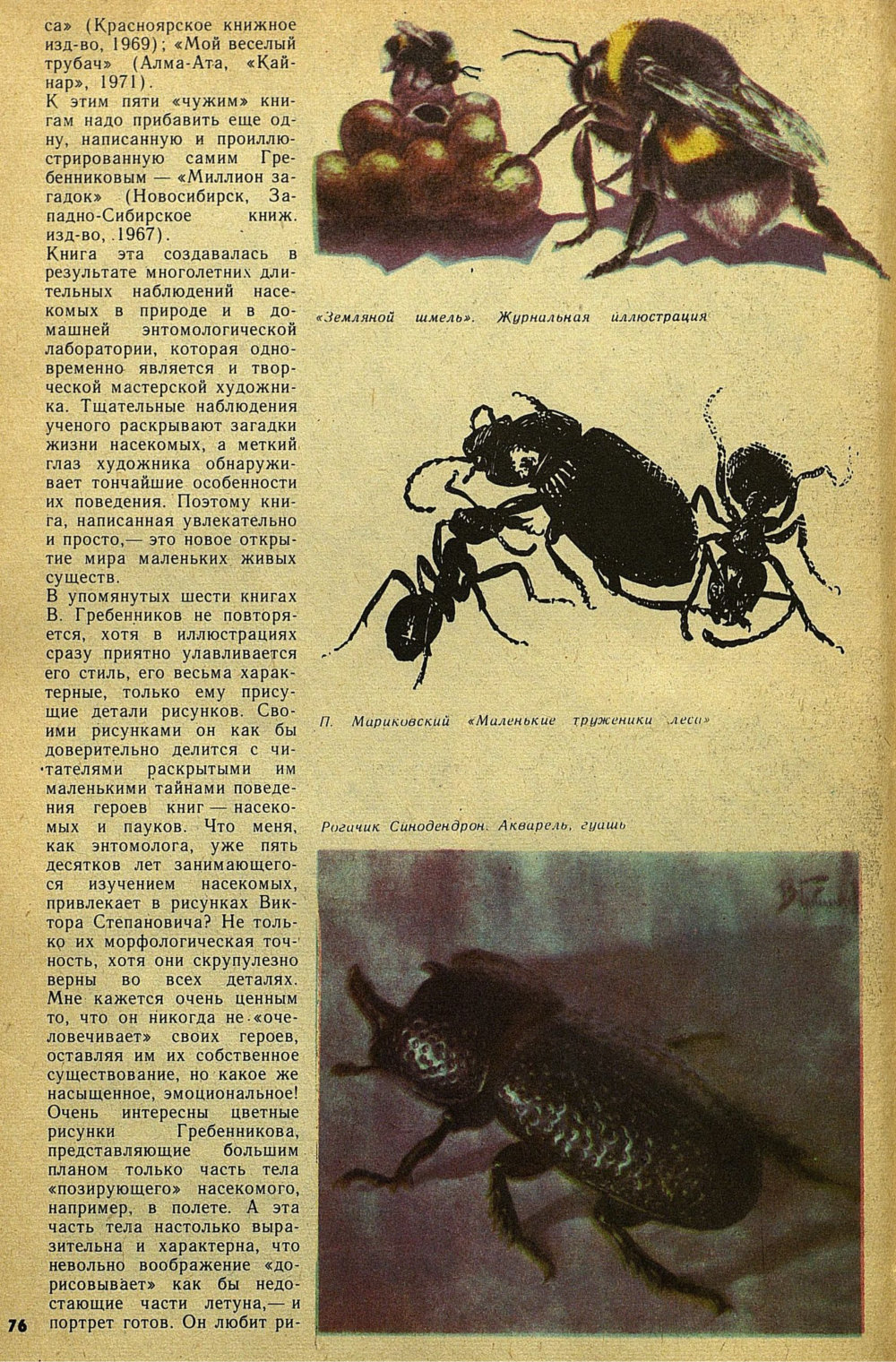 Дирижер энтомологического оркестра. Е. Бацылев. Детская литература, 1975, №9 (117), с.74-78. Фотокопия №3