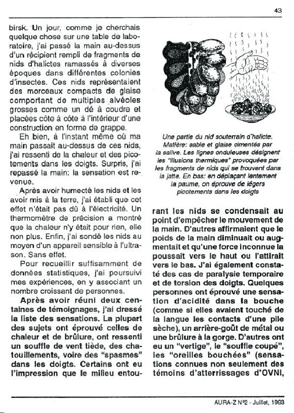 Излучение пчелиного гнезда. В.С. Гребенников. AURA-Z, 1993, №2 (июль), с.50-56. Фотокопия №2